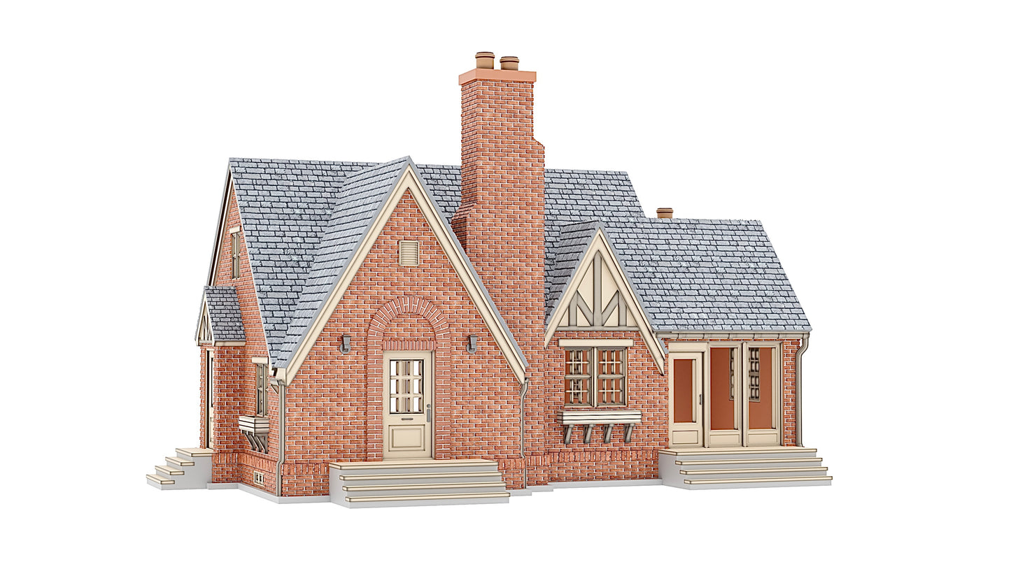 N scale Brick cottage - 1:160 for Diorama modeling kit - Building#30B