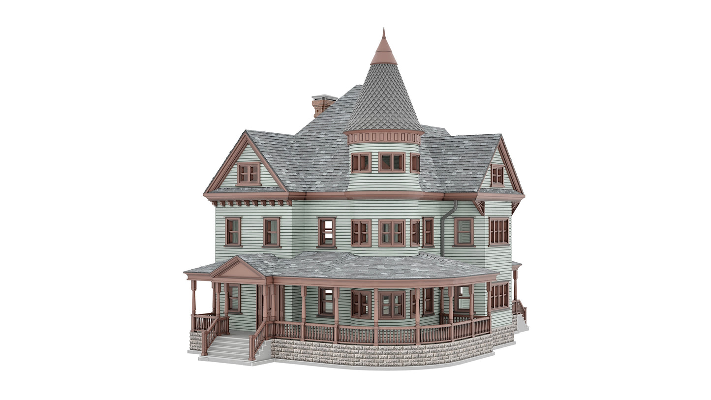 Z Scale Queen Anne Victorian House – Resin Diorama Model 1:220 - Building#36