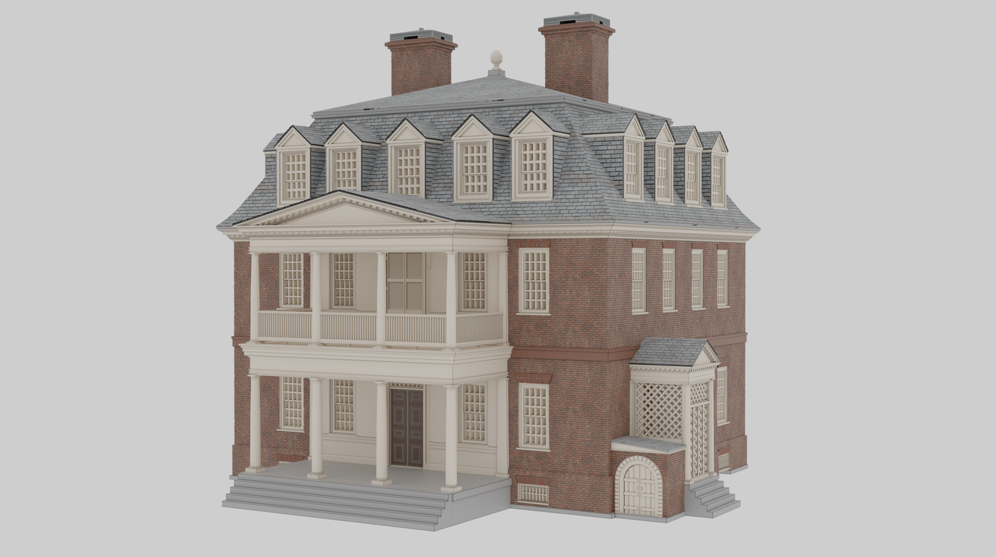 N scale Georgian style house Shirley plantation - 1:160 for Diorama modeling kit - Building#10B