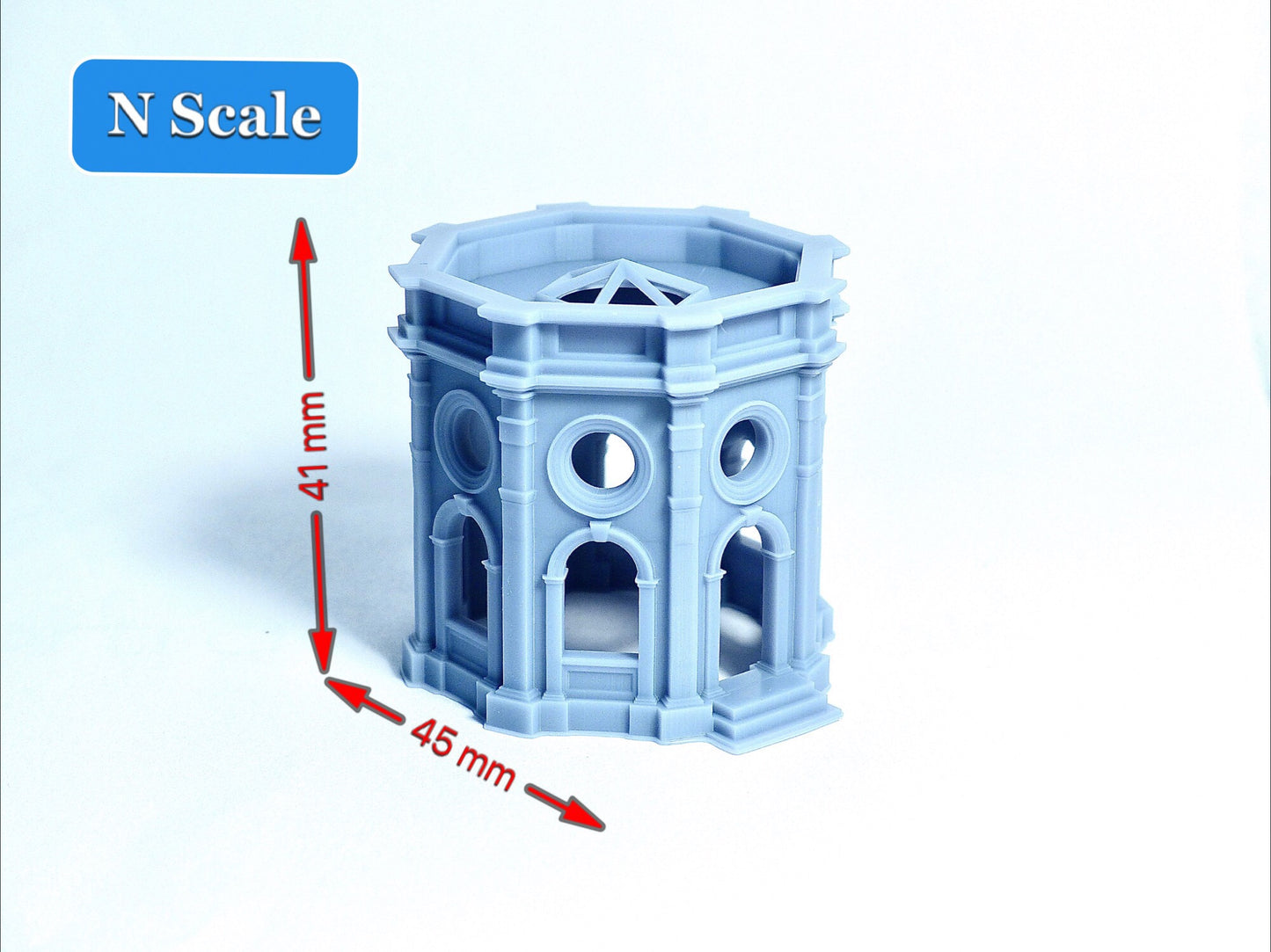N scale Temple-like octagonal pavilion - 1:160 for diorama modeling kit - Building#17A