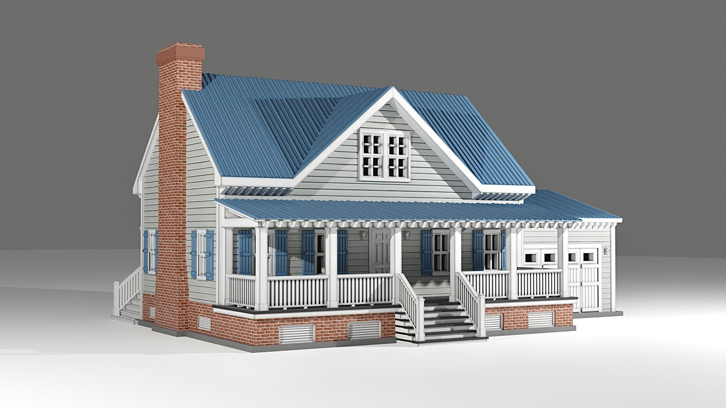 N scale Cottage house with garage - 1:160 for Diorama modeling kit - Building#29C