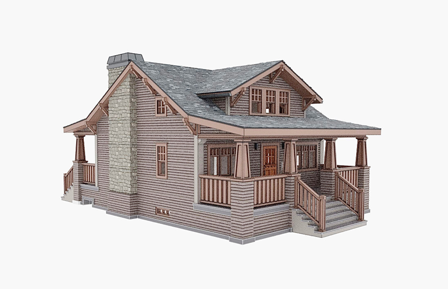 N scale Craftsman style bungalow - 1:160 for Diorama modeling kit - Building#27I