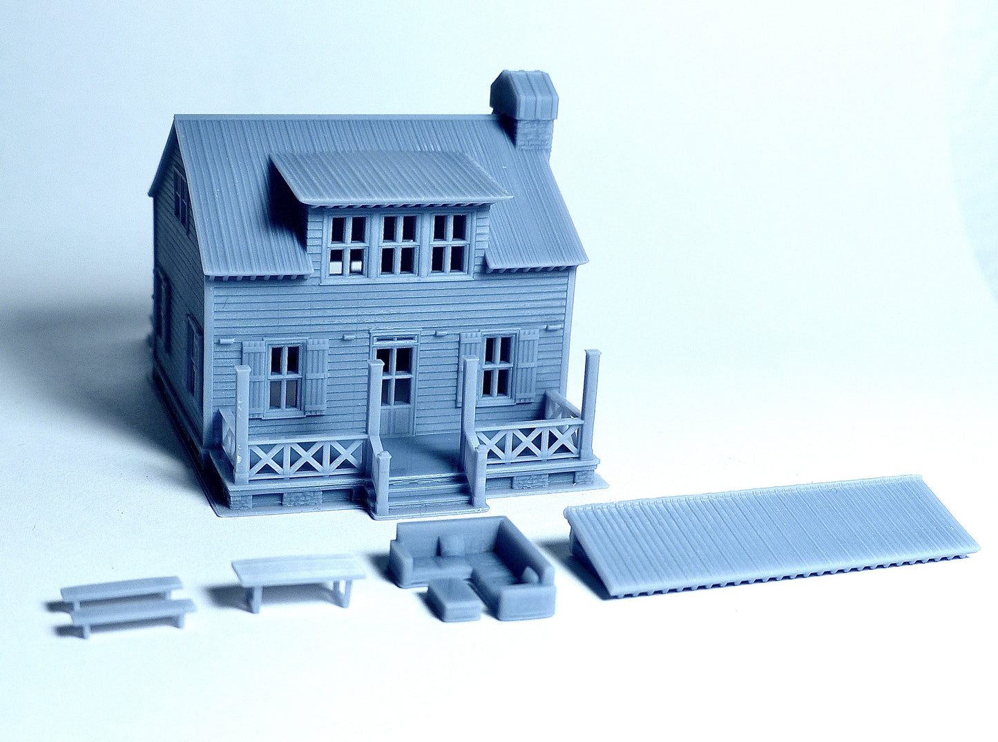 N scale Cottage with back terrace - 1:160 for Diorama modeling kit - Building#29B