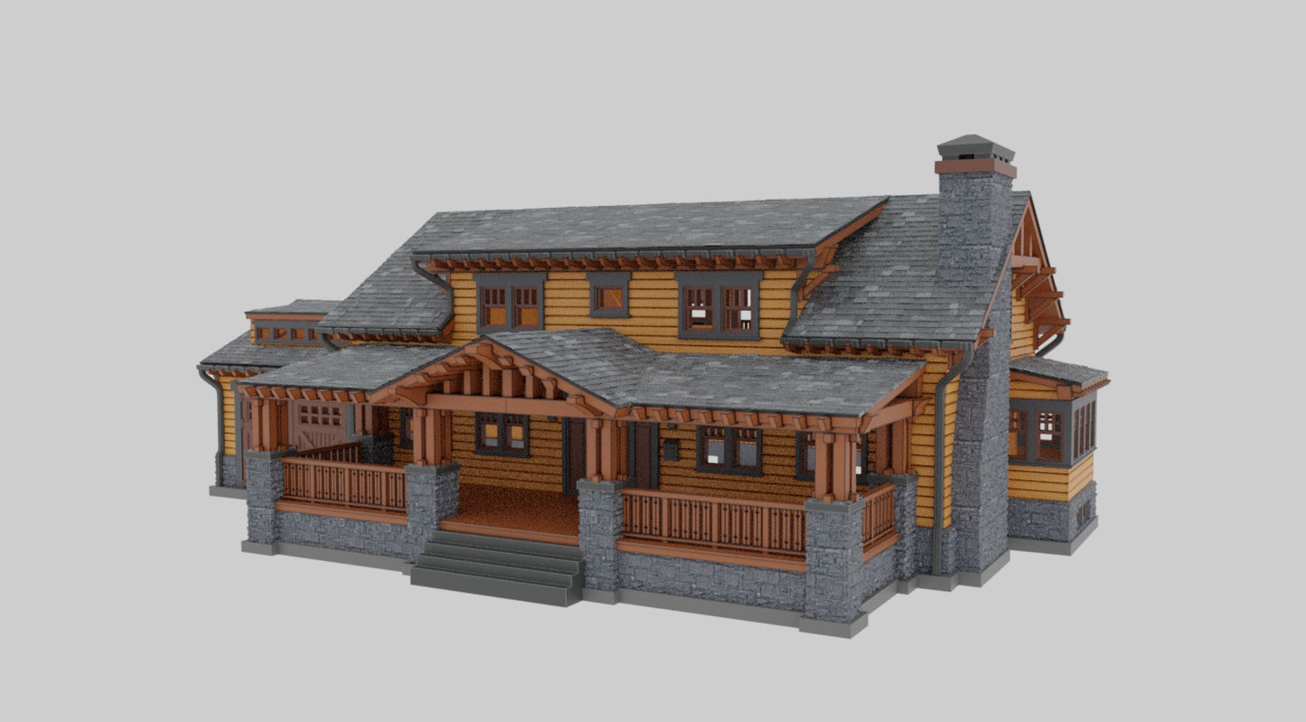N scale Craftsman style big Chalet - 1:160 for Diorama modeling kit - Building#27G