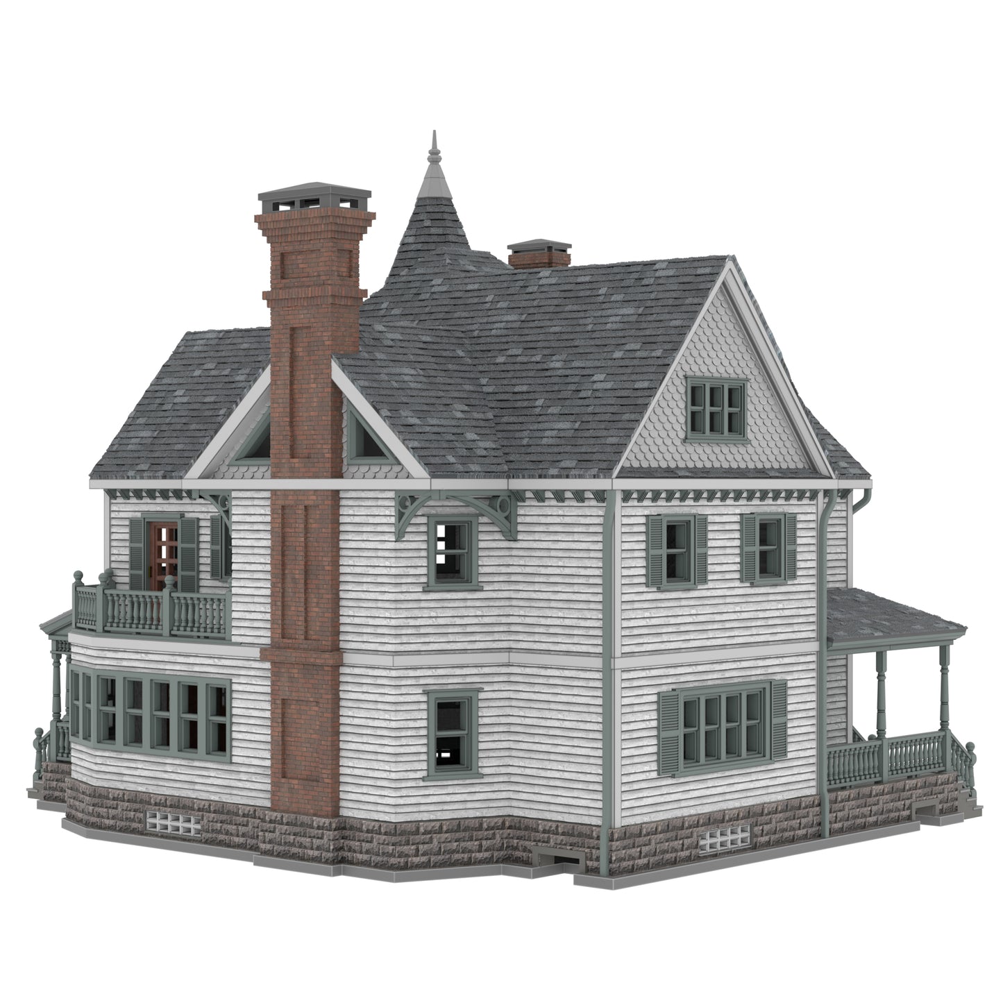 N Scale Queen Anne Victorian House - Resin Diorama Building Model (1:160) - Building#36C