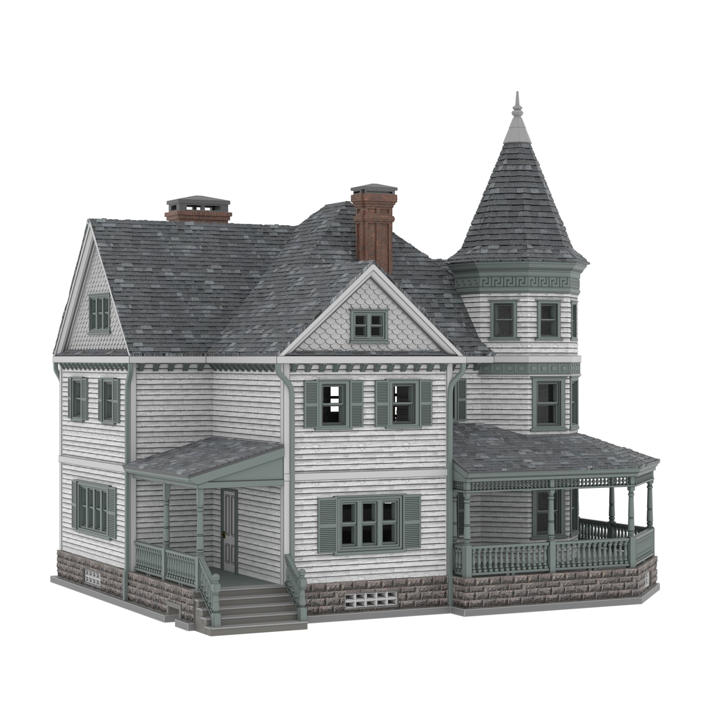 N Scale Queen Anne Victorian House - Resin Diorama Building Model (1:160) - Building#36C