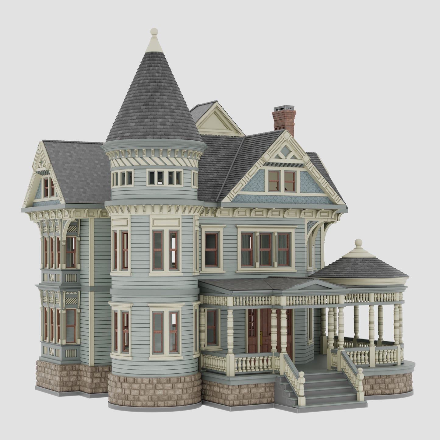 N Scale Queen Anne Victorian House - Diorama Resin Model (1:160) - Building#36D