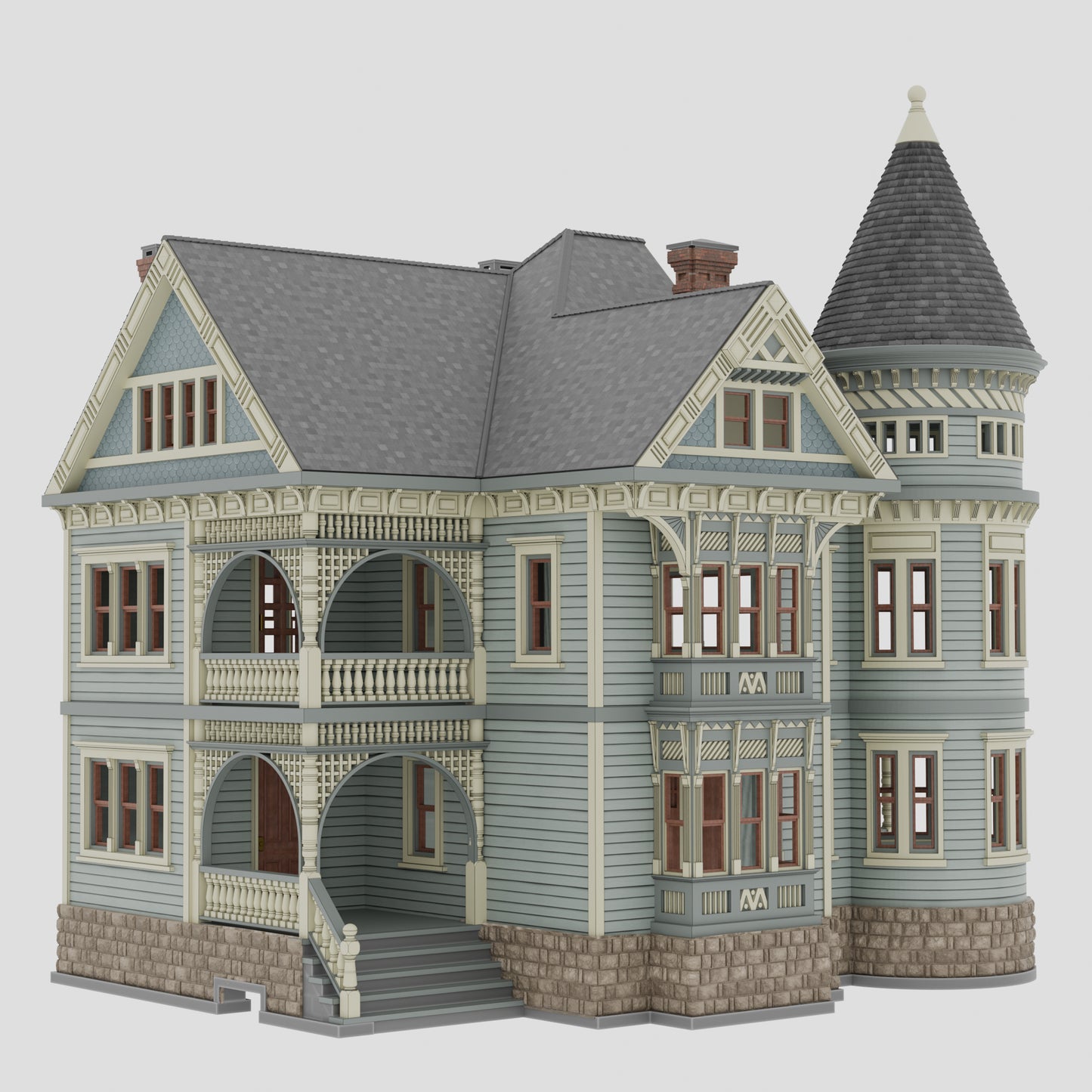 N Scale Queen Anne Victorian House - Diorama Resin Model (1:160) - Building#36D